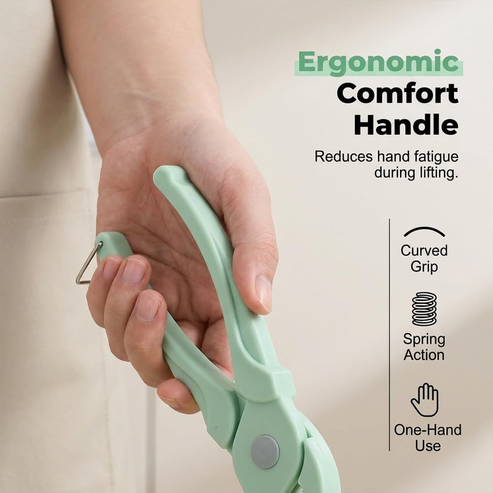 4-Piece Hot Plate Gripper Set, Anti-Scalding Kitchen Bowl Gripper with Silicone Pads, Stainless Steel Clips & Mini Gloves, Holder Tongs for Microwave, Air Fryer, Oven, Steamer (Green) - Image 3