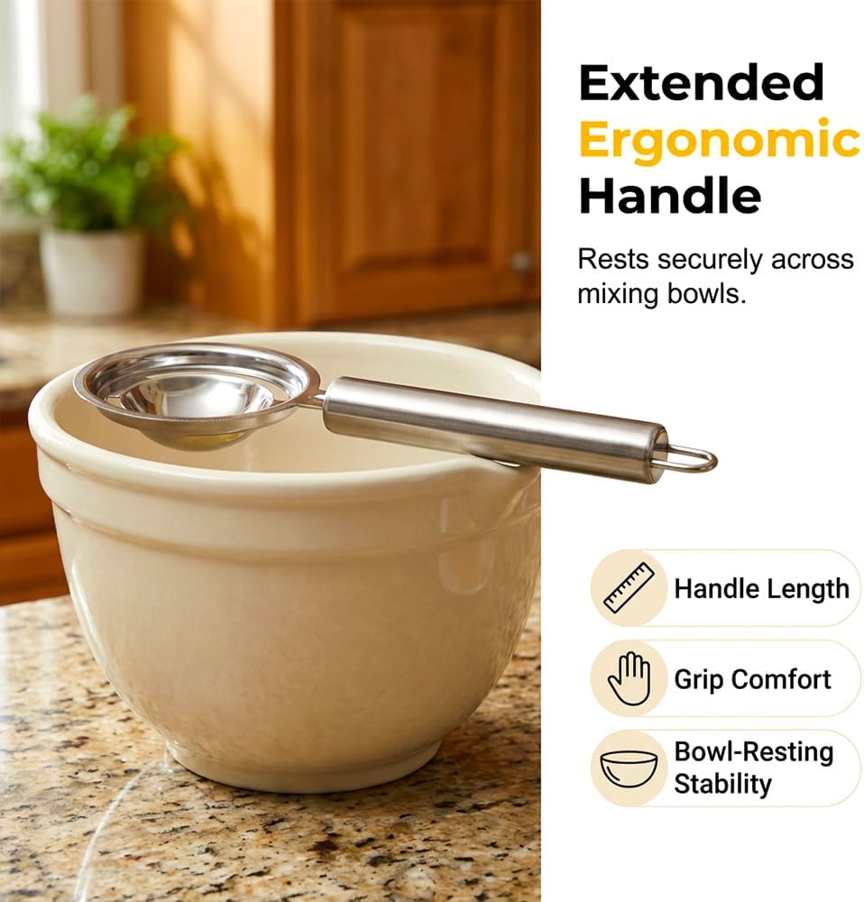Egg Yolk Separator, Stainless Steel Egg Yolk Separation Tool, Egg Sifting Filter Divider with Hook for Baking & Cooking Kitchen Gadget (1PC) - Image 4