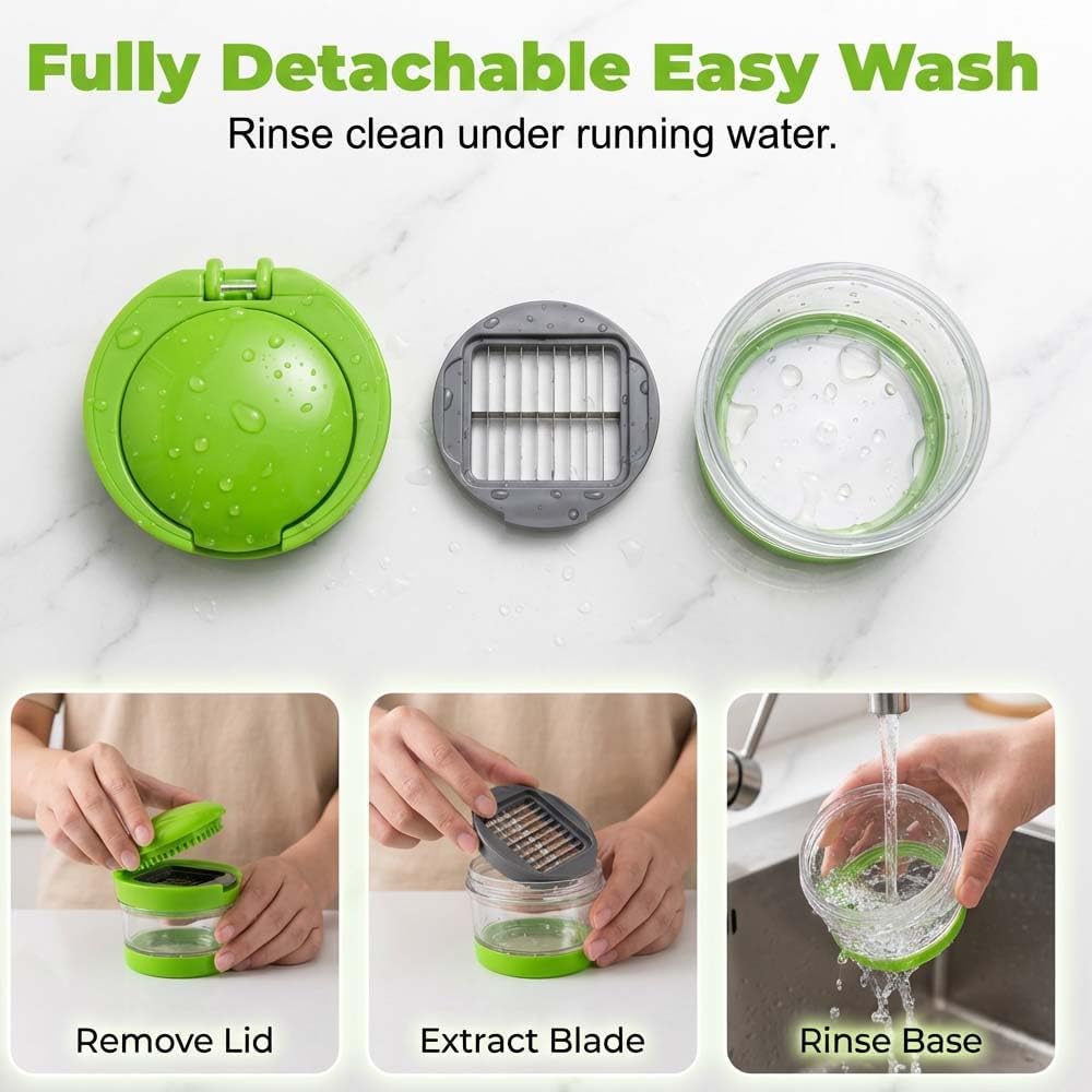 Mini Garlic Chopper and Press with Storage Container, Manual Garlic Mincer Crher Cutter, Premium Stainless Steel Blades, Handheld Compact Kitchen Gadget for Garlic, Ginger & Small Herbs (3PCS) - Image 3