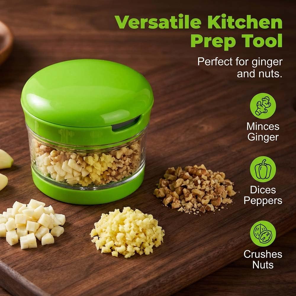 Mini Garlic Chopper and Press with Storage Container, Manual Garlic Mincer Crher Cutter, Premium Stainless Steel Blades, Handheld Compact Kitchen Gadget for Garlic, Ginger & Small Herbs (3PCS) - Image 4