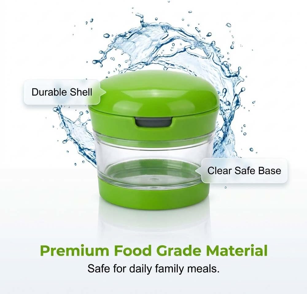 Mini Garlic Chopper and Press with Storage Container, Manual Garlic Mincer Crher Cutter, Premium Stainless Steel Blades, Handheld Compact Kitchen Gadget for Garlic, Ginger & Small Herbs (3PCS) - Image 6