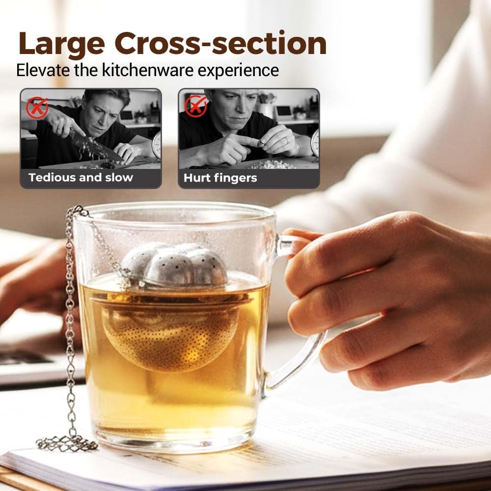 Tea Ball Tea Infer for Loose Leaf Tea, 304 Stainless Steel Fine Mesh Tea Strainer with 2 Styles (Spring Handle & Chain Hook), Reable Tea Steeper for Tea Lovers (1 PCS Spring Handle) - Image 5