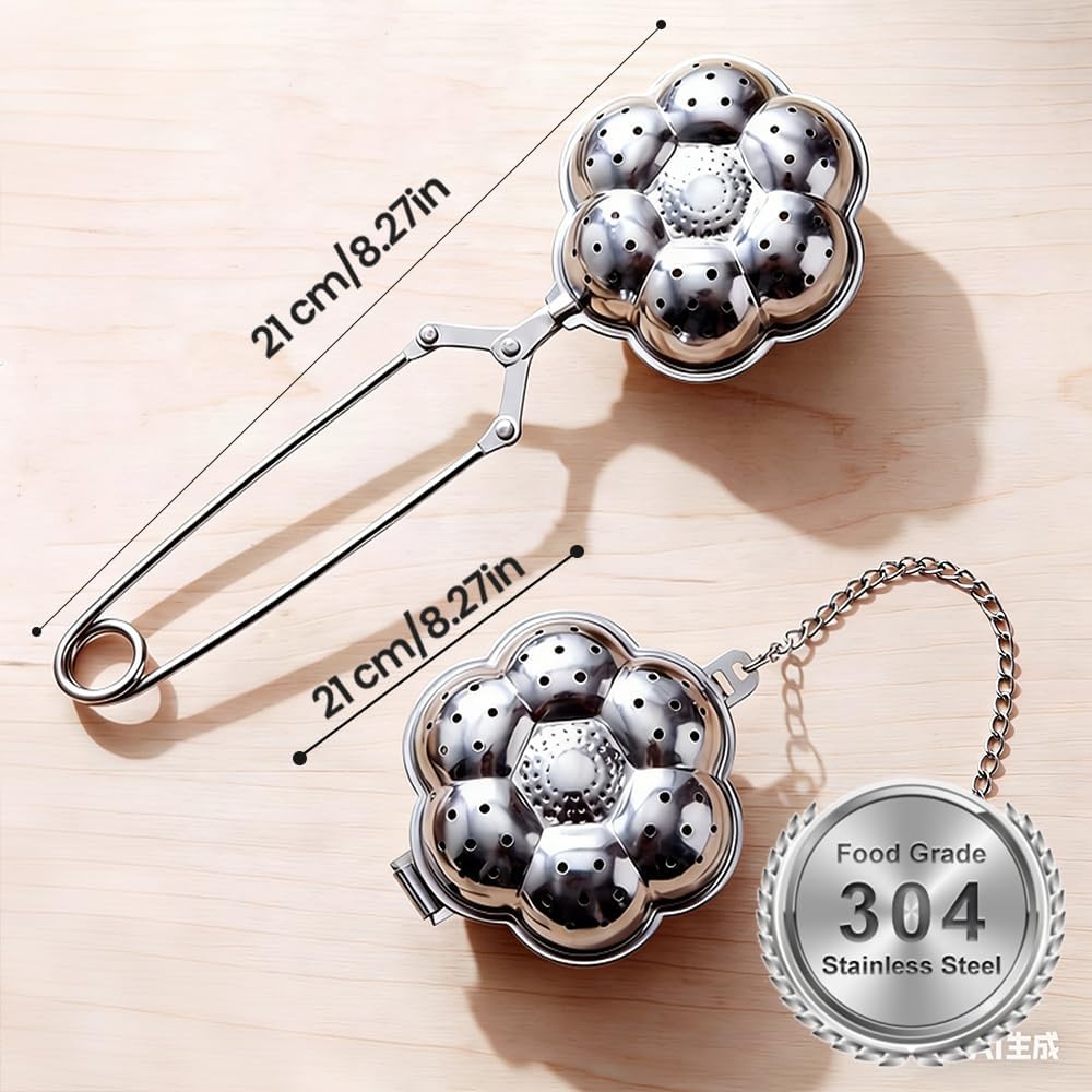 Tea Ball Tea Infer for Loose Leaf Tea, 304 Stainless Steel Fine Mesh Tea Strainer with 2 Styles (Spring Handle & Chain Hook), Reable Tea Steeper for Tea Lovers (1 PCS Spring Handle) - Image 7