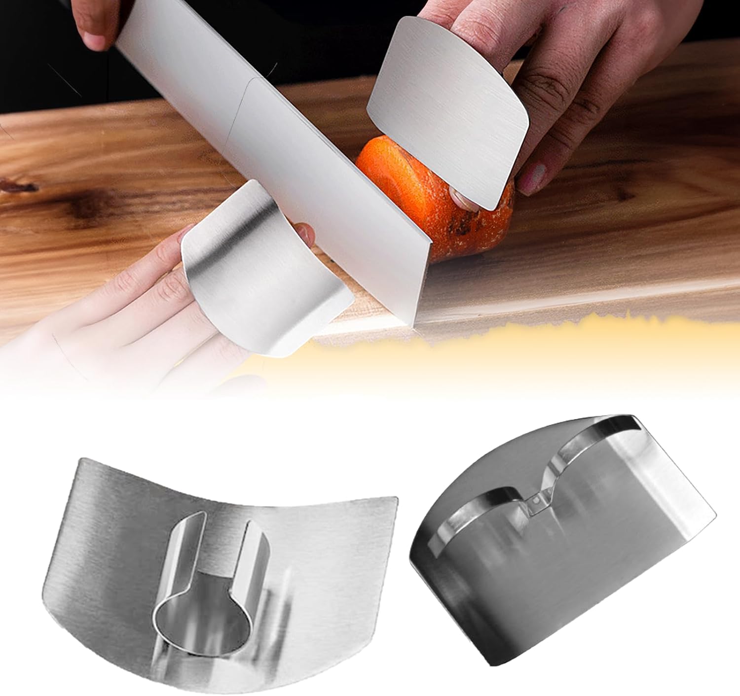 Stainless Steel Finger Guard for Cutting, Food Grade Finger Guard for Chopping Dicing Slicing, with Single/Double Finger Styles, Safe Kitchen Tool for Fingers Protection (Mix) - Image 1