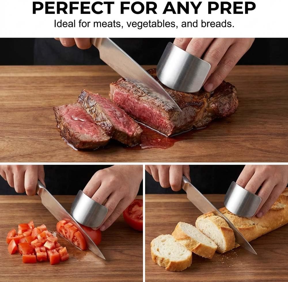 Stainless Steel Finger Guard for Cutting, Food Grade Finger Guard for Chopping Dicing Slicing, with Single/Double Finger Styles, Safe Kitchen Tool for Fingers Protection (Mix) - Image 2