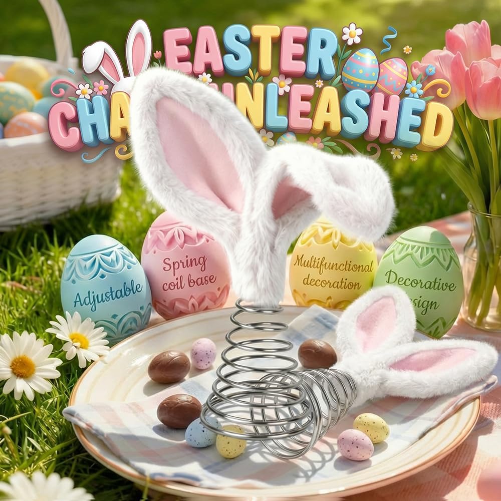 Easter Tree Topper Bunny Ears, Plh Metal Rabbit Ornament, Cute Bendable Spring Holiday Tree Decoration for Easter Home Party Supplies (2PCS) - Image 5
