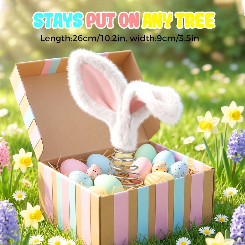 Easter Tree Topper Bunny Ears, Plh Metal Rabbit Ornament, Cute Bendable Spring Holiday Tree Decoration for Easter Home Party Supplies (2PCS) - Image 6