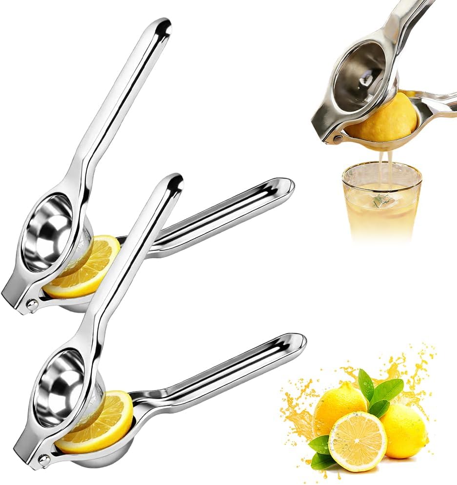 Lemon Squeezer, Stainless Steel Lemon Squeezer with Zester, Heavy Duty Squeezer Juicer for Lemon, Press Citr Juicer, Large Bowl Lime Squeezer for Home & Bar (2PCS) - Image 1