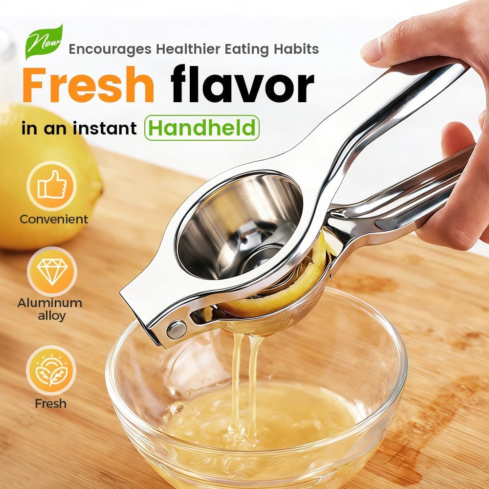 Lemon Squeezer, Stainless Steel Lemon Squeezer with Zester, Heavy Duty Squeezer Juicer for Lemon, Press Citr Juicer, Large Bowl Lime Squeezer for Home & Bar (2PCS) - Image 2