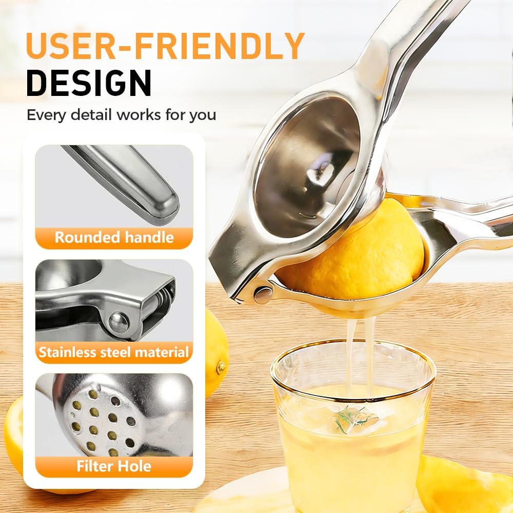 Lemon Squeezer, Stainless Steel Lemon Squeezer with Zester, Heavy Duty Squeezer Juicer for Lemon, Press Citr Juicer, Large Bowl Lime Squeezer for Home & Bar (2PCS) - Image 5