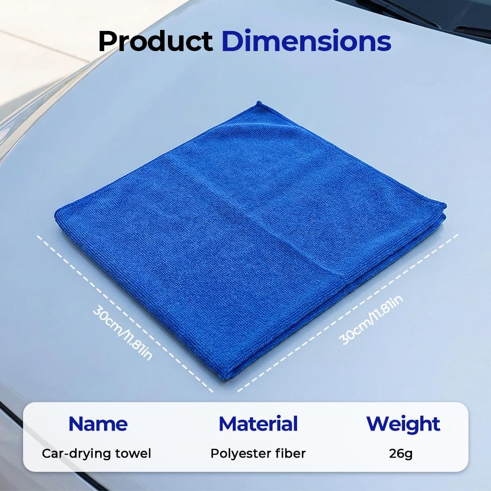 Microfiber Towels for Cars, Microfiber Cleaning Cloth, All-Purpose Microfiber Towels, Cleaning Rags for Cars, Hoe, Free from Streaks/Lint/Scratch, Blue, 12