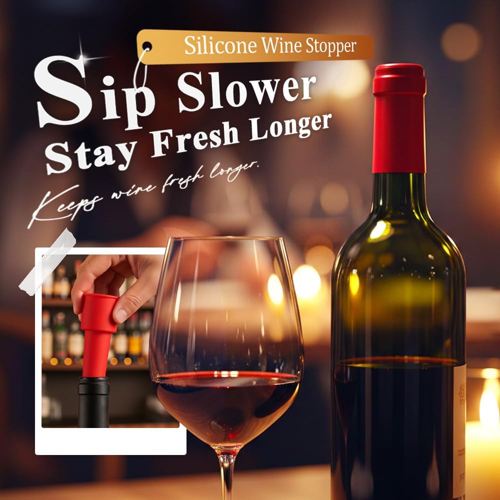 8 PCS Silicone Wine Stopper for Wine Bottles, Double-Layer Leakproof Seal, Reusable Sparkling Wine Bottle Stopper for Wine, Beer, Soda (Style D) - Image 2