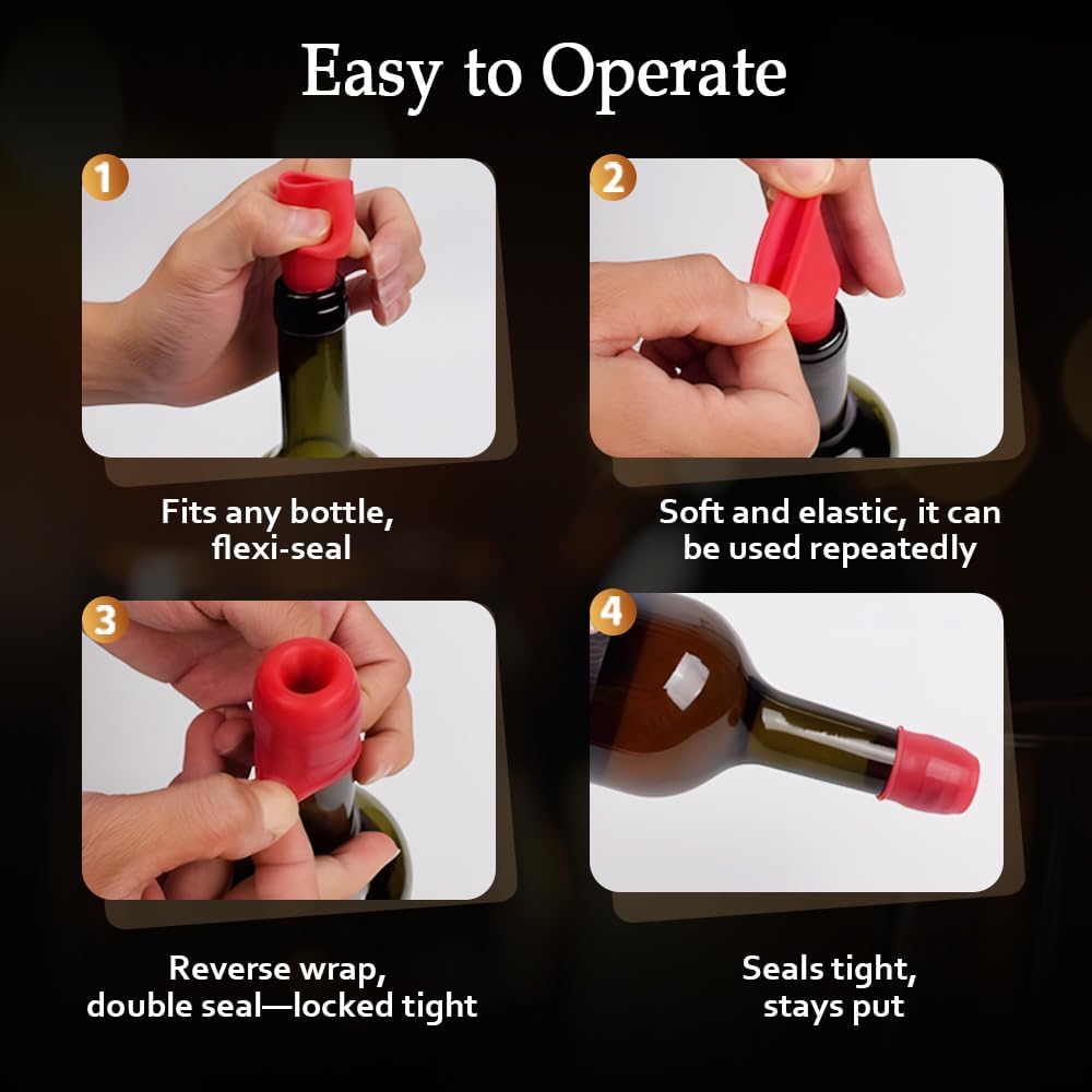 8 PCS Silicone Wine Stopper for Wine Bottles, Double-Layer Leakproof Seal, Reusable Sparkling Wine Bottle Stopper for Wine, Beer, Soda (Style D) - Image 4