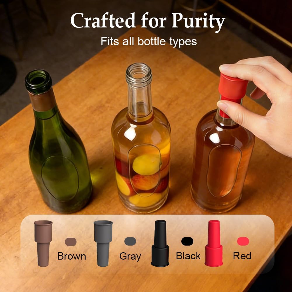 8 PCS Silicone Wine Stopper for Wine Bottles, Double-Layer Leakproof Seal, Reusable Sparkling Wine Bottle Stopper for Wine, Beer, Soda (Style D) - Image 5