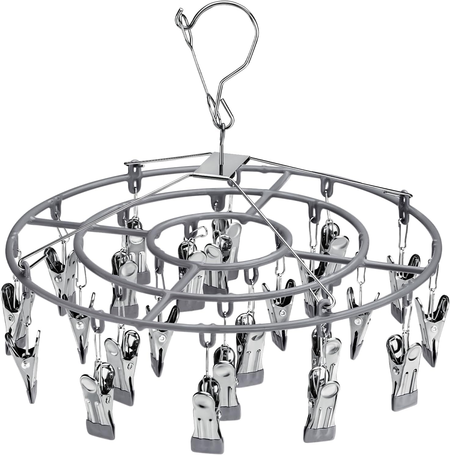 Drying Rack Clothing with 24 Clips，Sock Hanger for Drying，Hanging Clothes Dryer Underwear Hangers Racks Laundry Herb Socks Panty Wet Bra Lingerie Baby cates Foldable Small Indoor Metal - Image 1