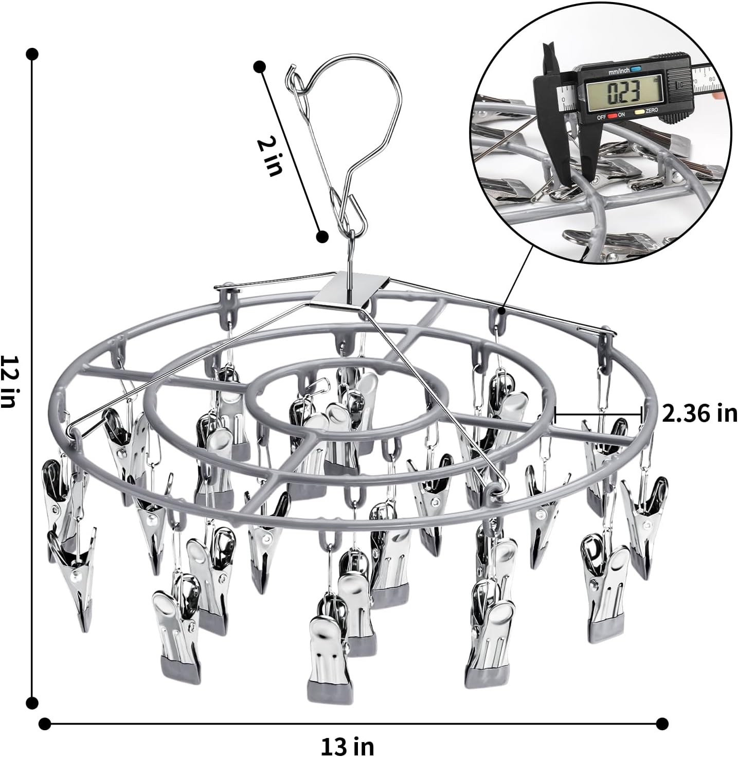 Drying Rack Clothing with 24 Clips，Sock Hanger for Drying，Hanging Clothes Dryer Underwear Hangers Racks Laundry Herb Socks Panty Wet Bra Lingerie Baby cates Foldable Small Indoor Metal - Image 5