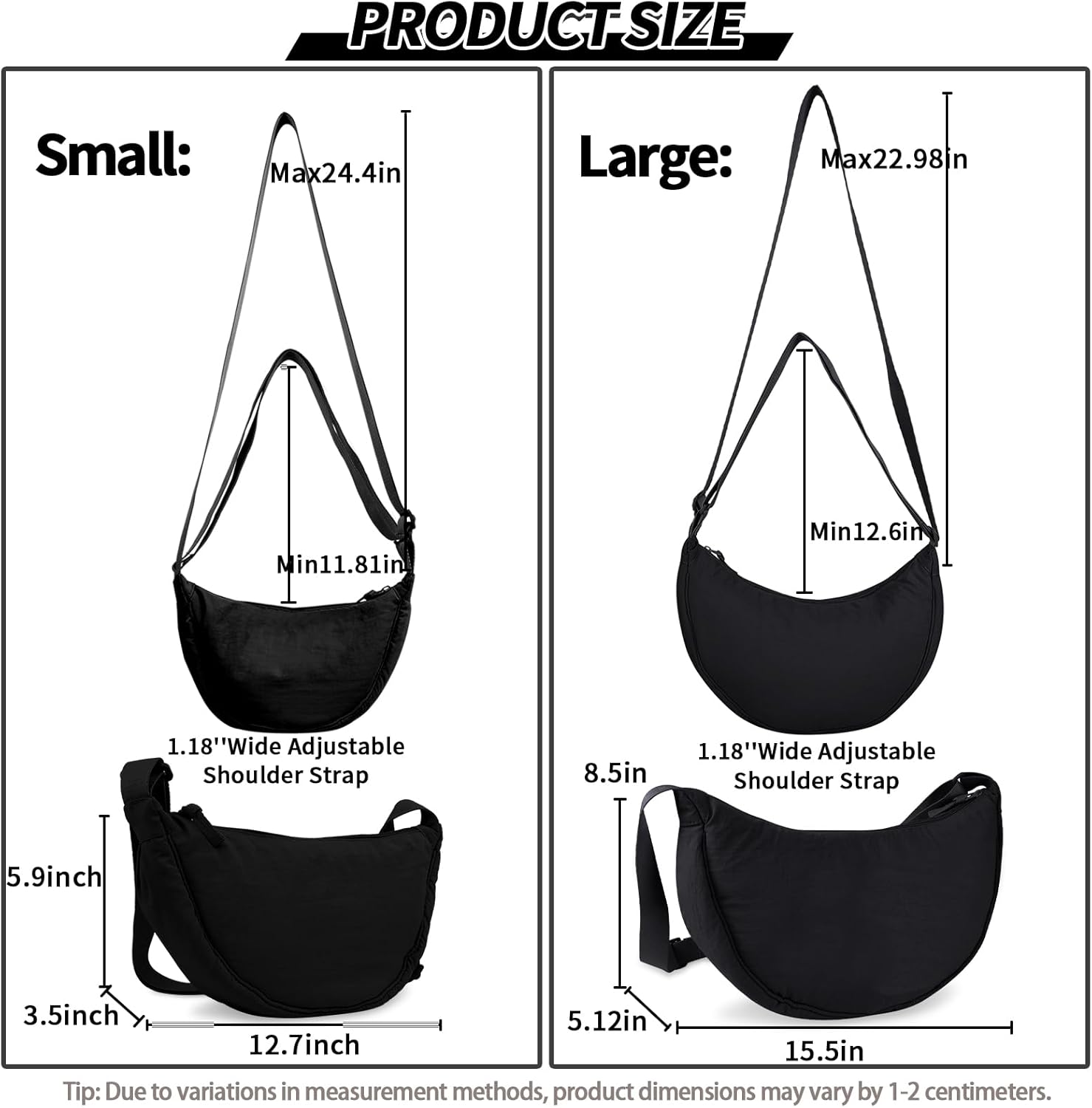 Nylon Crescent Crossbody Bag for Women Purses Trendy Men,Small Travel Sling Bag Hobo - Image 3