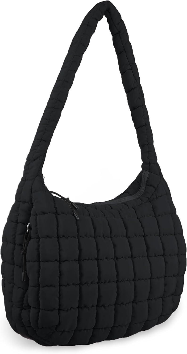 Quilted Puffer Tote Bag Purse Puffy Crossbody Shoulder Bag,Lightweight Nylon Hobo Bag Puffer Carryall Bag for Women Girl - Image 1