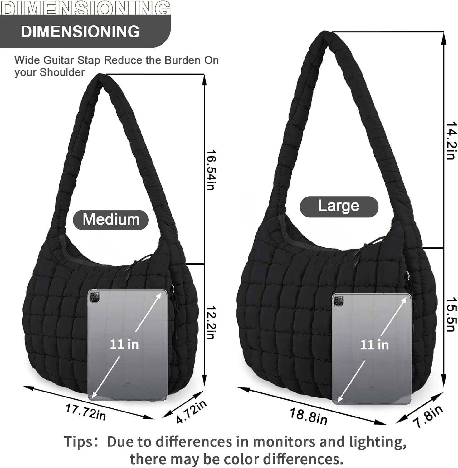 Quilted Puffer Tote Bag Purse Puffy Crossbody Shoulder Bag,Lightweight Nylon Hobo Bag Puffer Carryall Bag for Women Girl - Image 2