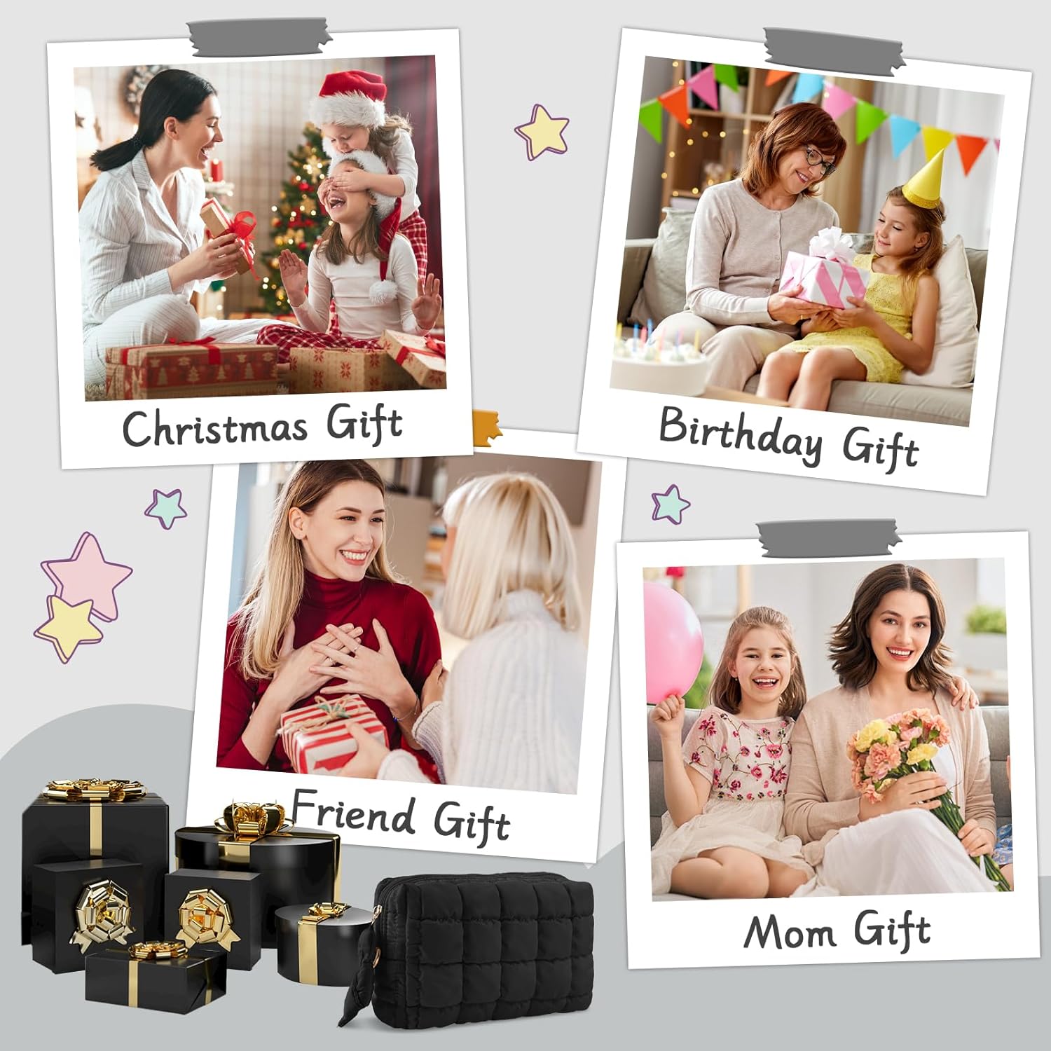 Puffer Quilted Makeup Bag Cosmetic Bags,Puffy Travel Toiletry Pouch for Women,Cute Checkered Zipper Bag Travel Essential,Portable Aesthetic Make up Organizer Bag for Gifts Work Daily(Black,M) - Image 6