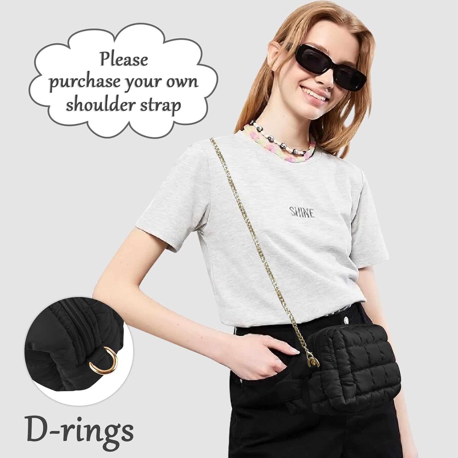 Puffer Quilted Makeup Bag Cosmetic Bags,Puffy Travel Toiletry Pouch for Women,Cute Checkered Zipper Bag Travel Essential,Portable Aesthetic Make up Organizer Bag for Gifts Work Daily(Black,M) - Image 8