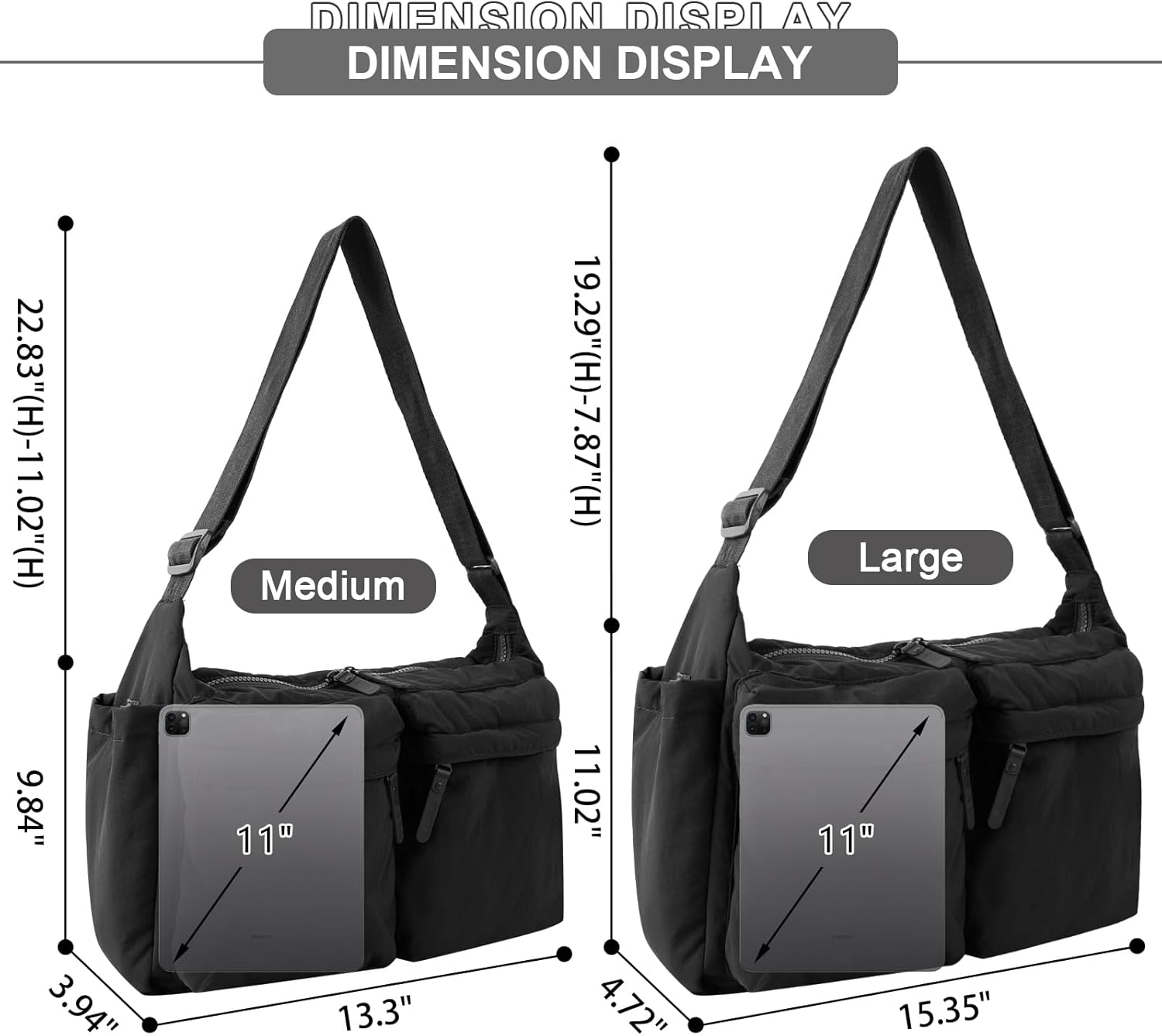 Nylon Crossbody Messenger Bag for School, Women Large Shoulder Bag Hobo Tote Bag Lightweight Computer Crossbody Bag - Image 2
