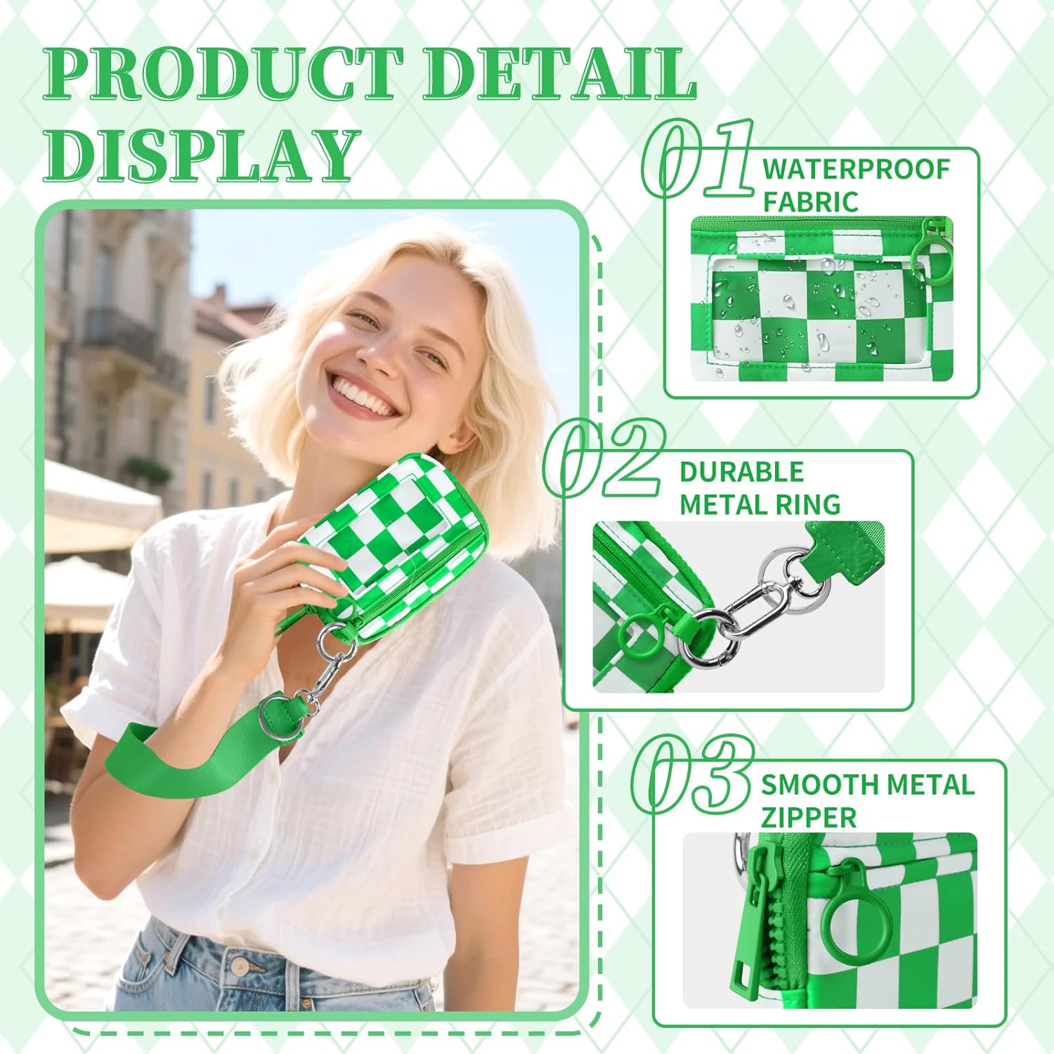 The Iris' Wallet Wristlet Pouch 2nd Gen for Women/Men,Iris Carry All Wallet Zip Card Case with ID Window,Portable Change Coin Purse,Waterproof Nylon Keychain Purse for Travel Daily(Green) - Image 3