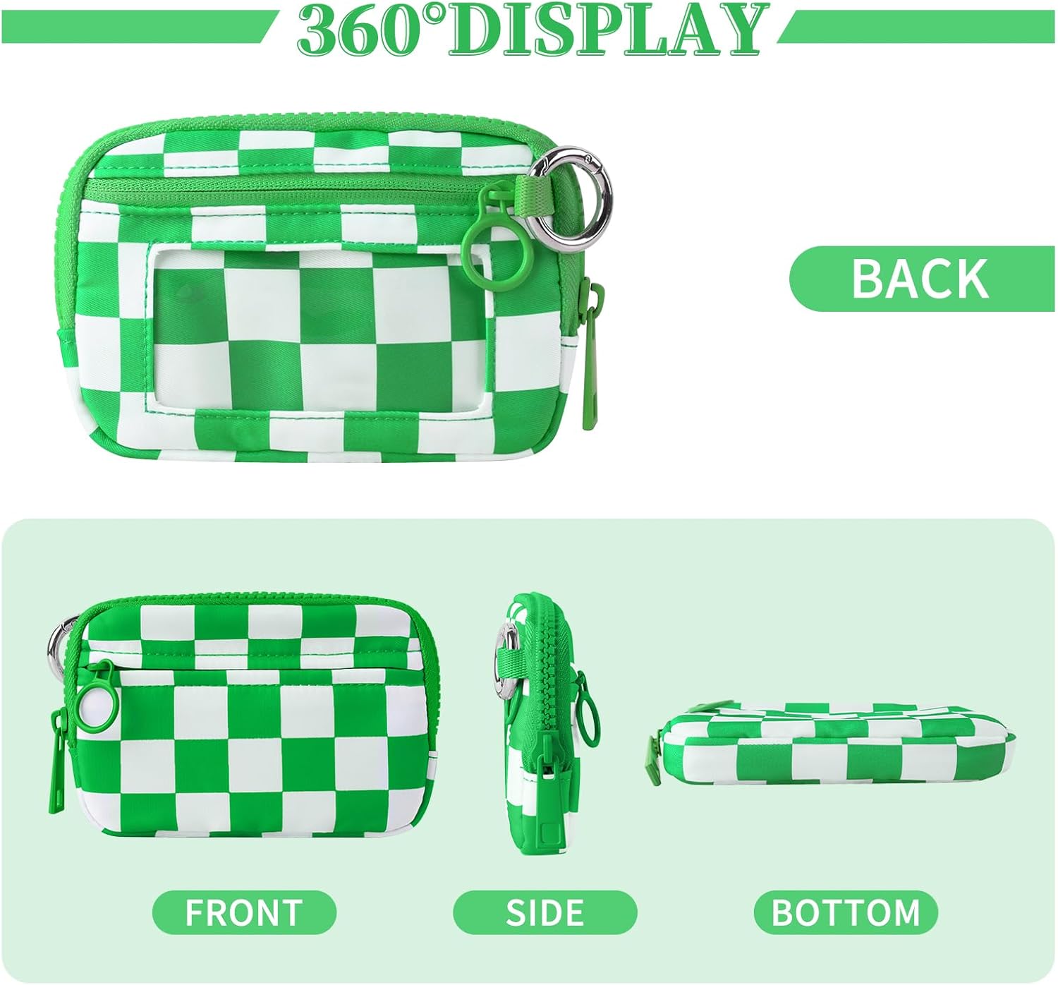 The Iris' Wallet Wristlet Pouch 2nd Gen for Women/Men,Iris Carry All Wallet Zip Card Case with ID Window,Portable Change Coin Purse,Waterproof Nylon Keychain Purse for Travel Daily(Green) - Image 7