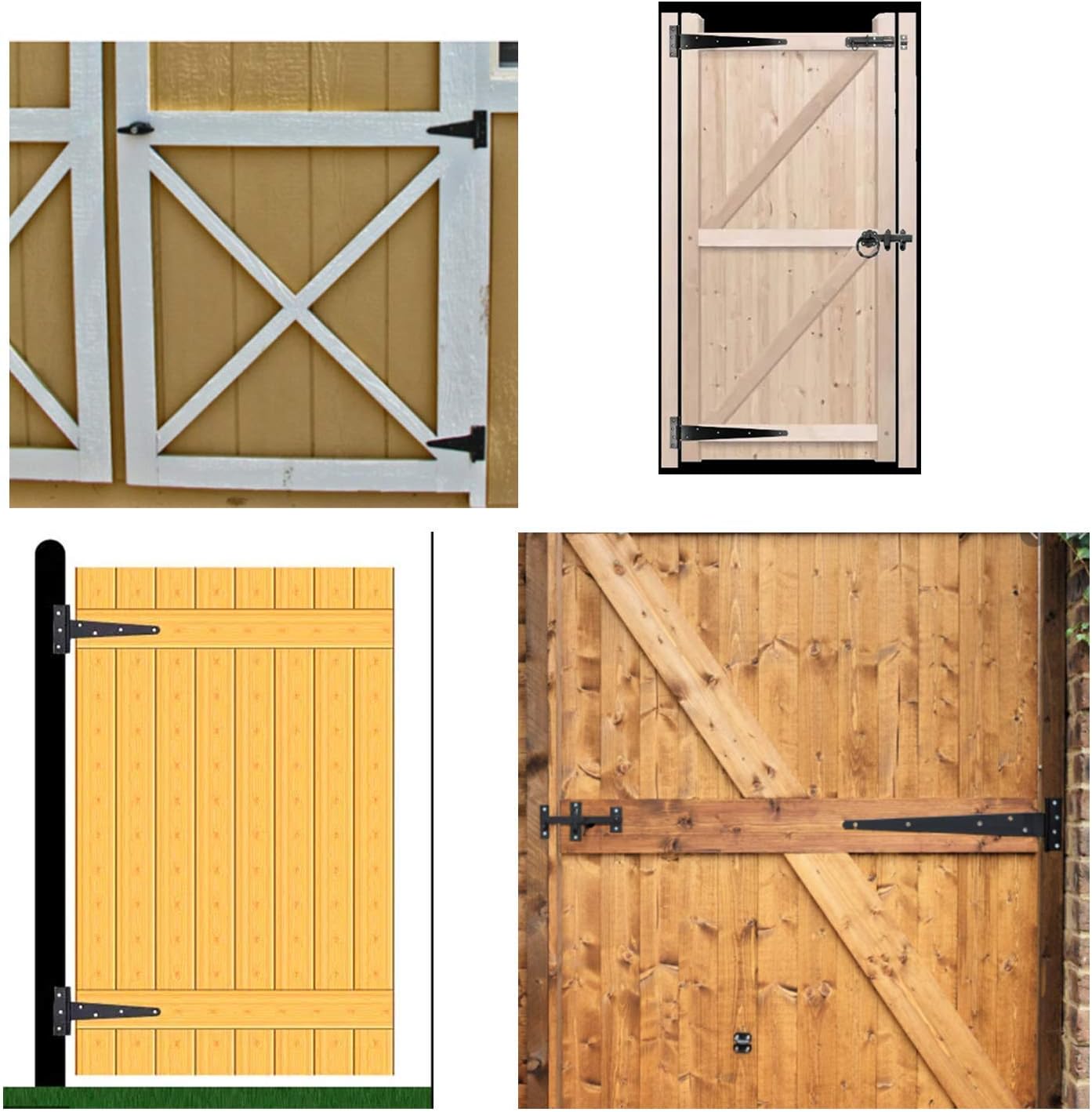 Heavy Duty T Hinge Tee Hinge T Strap Hinge Shed Hinge Gate Hinge Barn Hinge Fence Hinge Door Hinge Wrought Rtproof All Size Black (4 pcs, 8 inch - Image 4