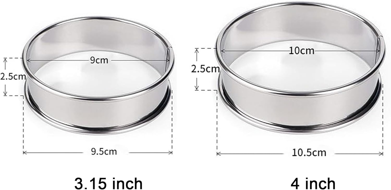 English Muffin Rings, Stainless Steel Crumpet Rings, 6 Pcs Nonstick Metal Round Ring Molds with Silicone Oil Brh (4 inch 12 pcs) - Image 2