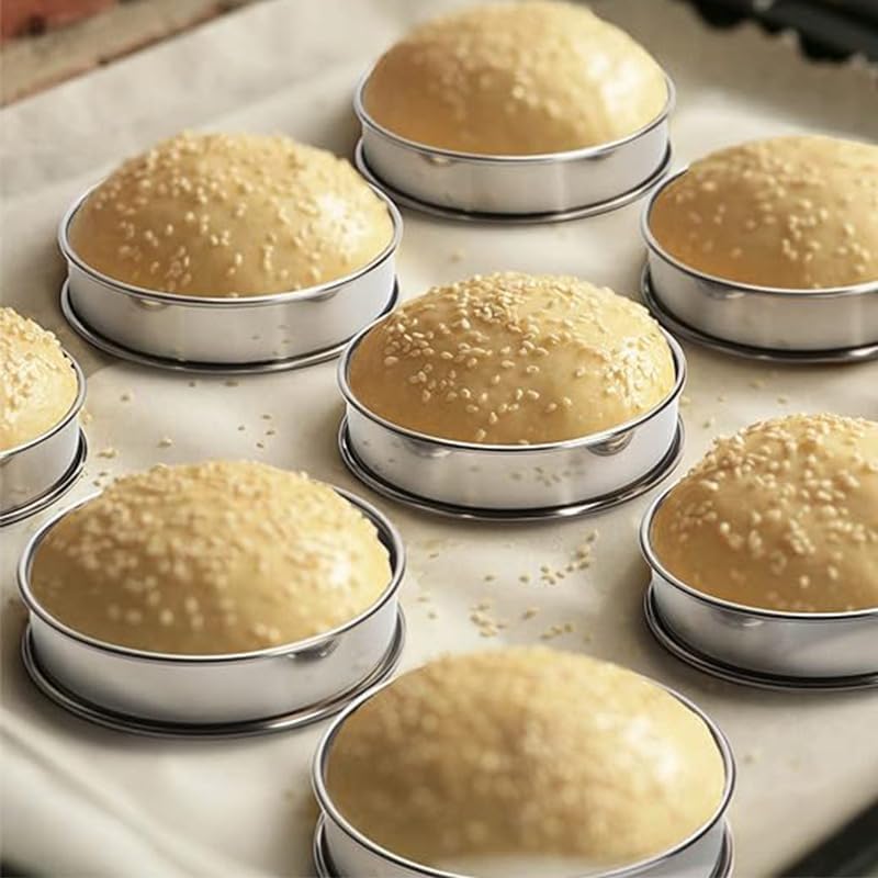 English Muffin Rings, Stainless Steel Crumpet Rings, 6 Pcs Nonstick Metal Round Ring Molds with Silicone Oil Brh (4 inch 12 pcs) - Image 4