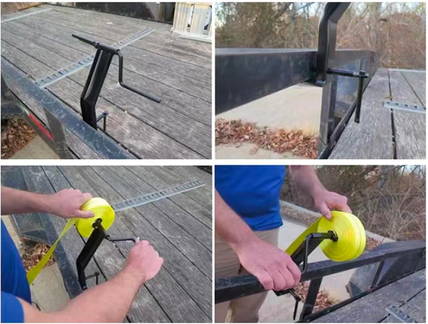 Cargo Tie-Downs Strap Winder, Black Powder Coated Steel, Roll-up Flatbed Trailer Winch Straps up to 4