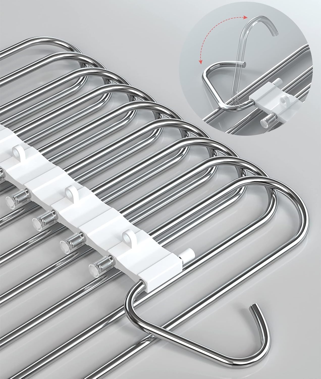 9 Layers Pants Hangers Space Saving, 2 Pack Multifunctional Pant Rack Stainless Steel Closet Organizer for Pants Jeans Leggings Troers, Antiquewhite - Image 5