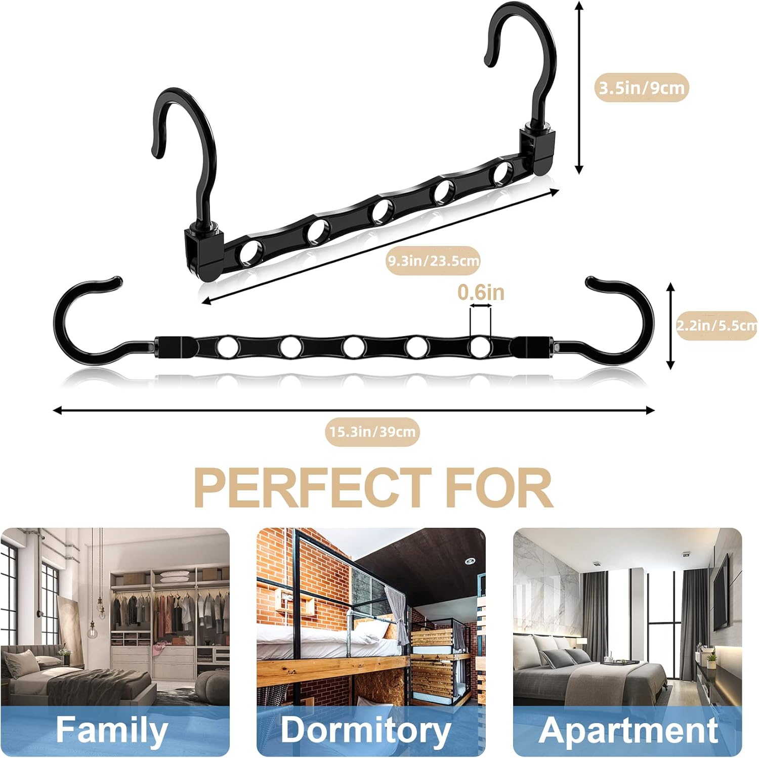 24 Pack Hangers Space Saving Magic Space Saver Storage Smart Plastic Clothes Hanger Organizer Closet Organizers and Storage for Closet Wardrobe Apartment College Dorm Room Essentials, Black - Image 2