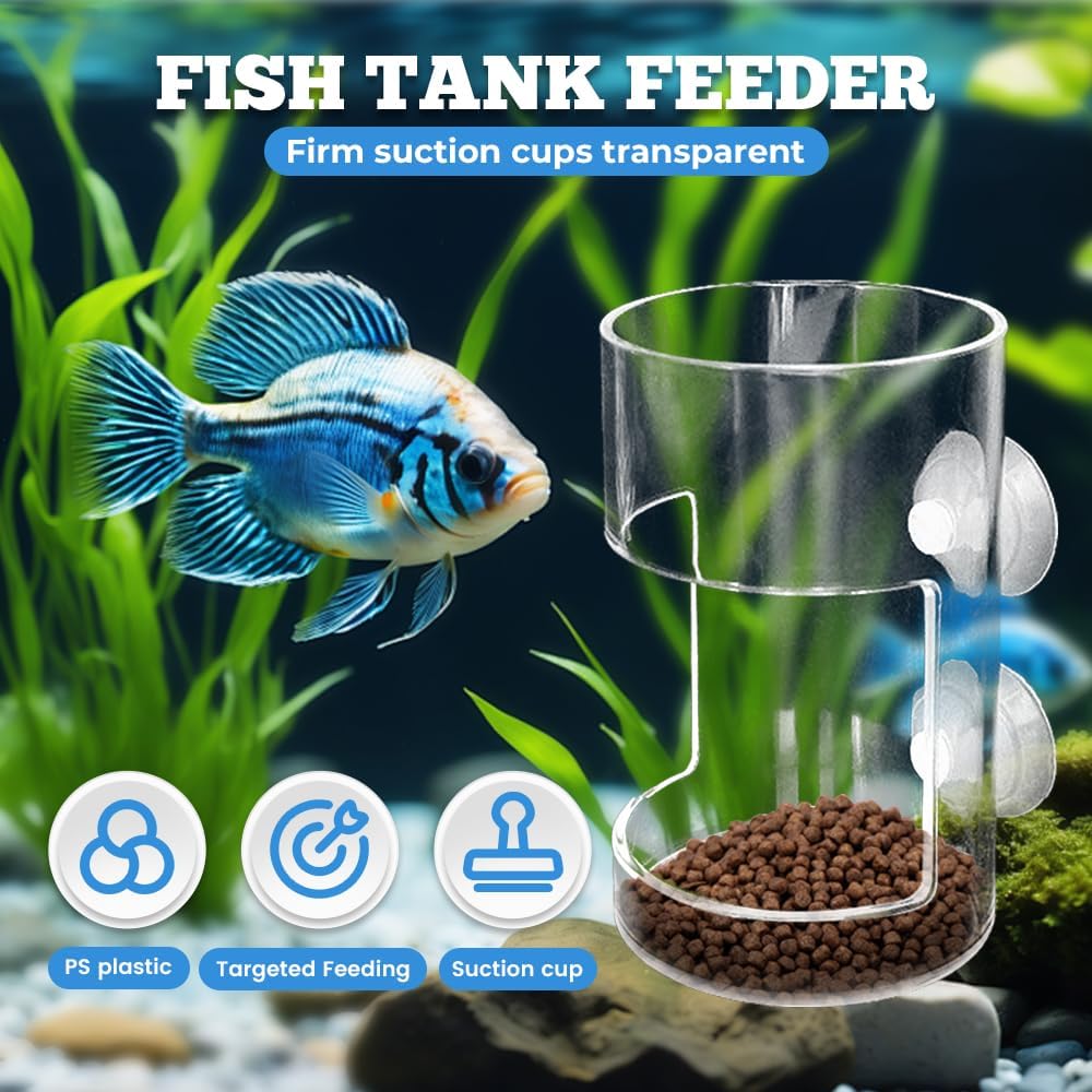 No Mess Aquarium Feeder, 2026 New Acrylic Clear Fish Tank Feeder with Suction Cup, Preventing Food Scattering (Square) - Image 2