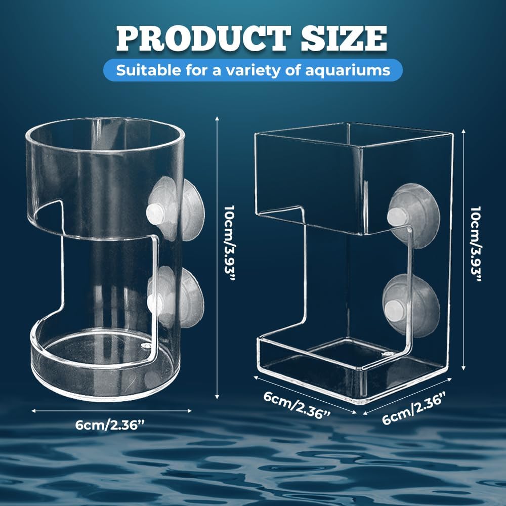 No Mess Aquarium Feeder, 2026 New Acrylic Clear Fish Tank Feeder with Suction Cup, Preventing Food Scattering (Square) - Image 3