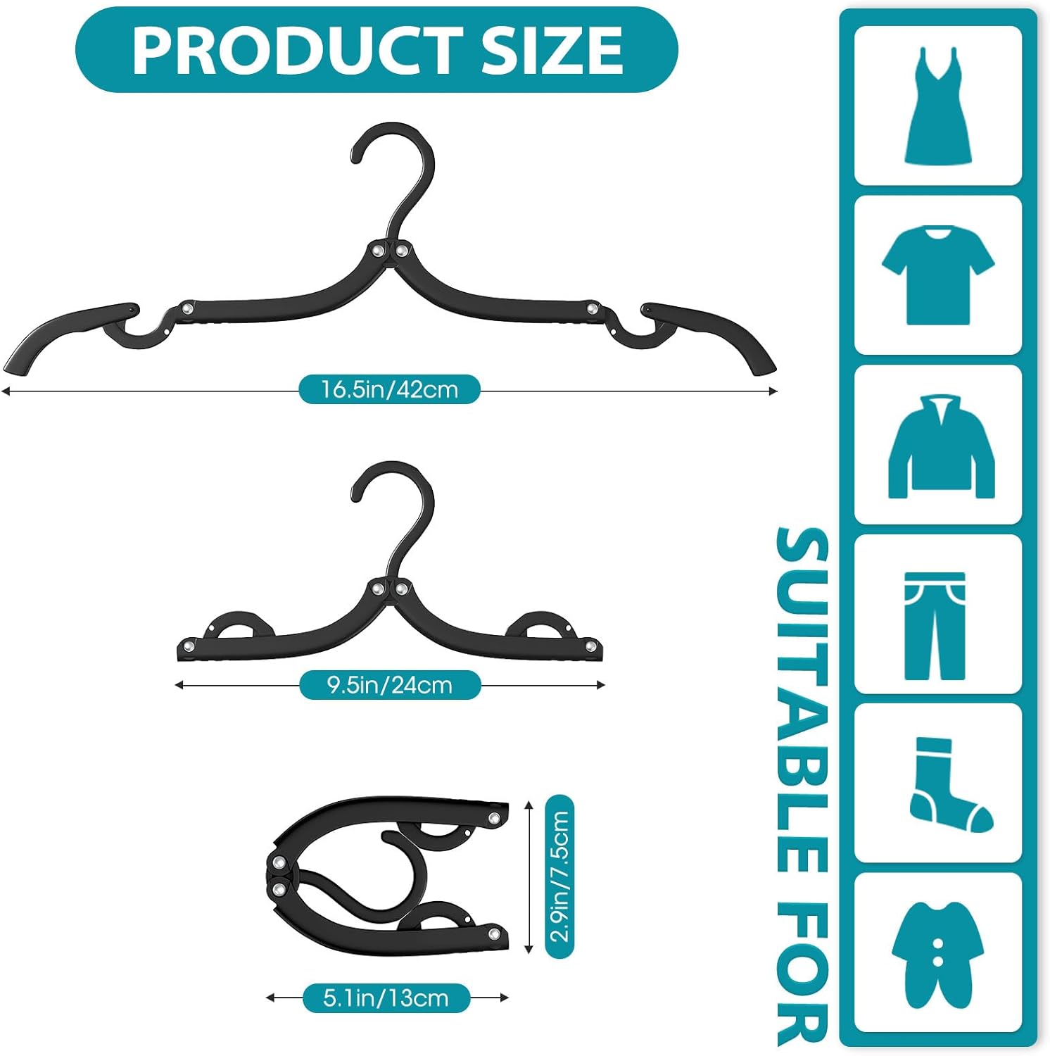 15 Pcs Travel Hangers Portable Foldable Travel Hanger Organizer 2 Pack 9 Layers Pants Hangers Space Saving - Image 5