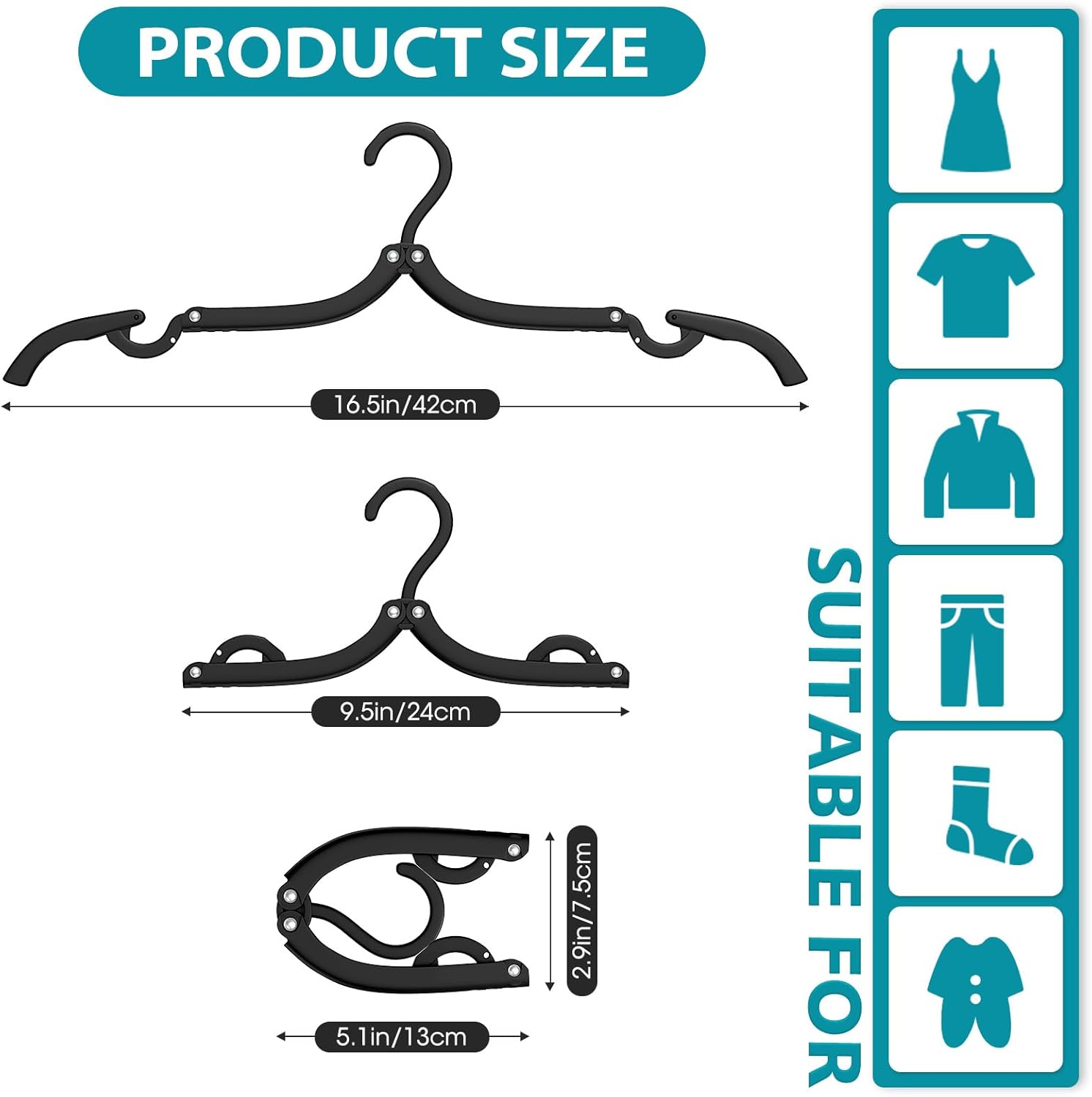 30 Pcs Travel Hangers Portable Foldable Travel Hanger Organizer and 2 Pack 9 Layers Pants Hangers Space Saving Cruise Essentials - Image 2