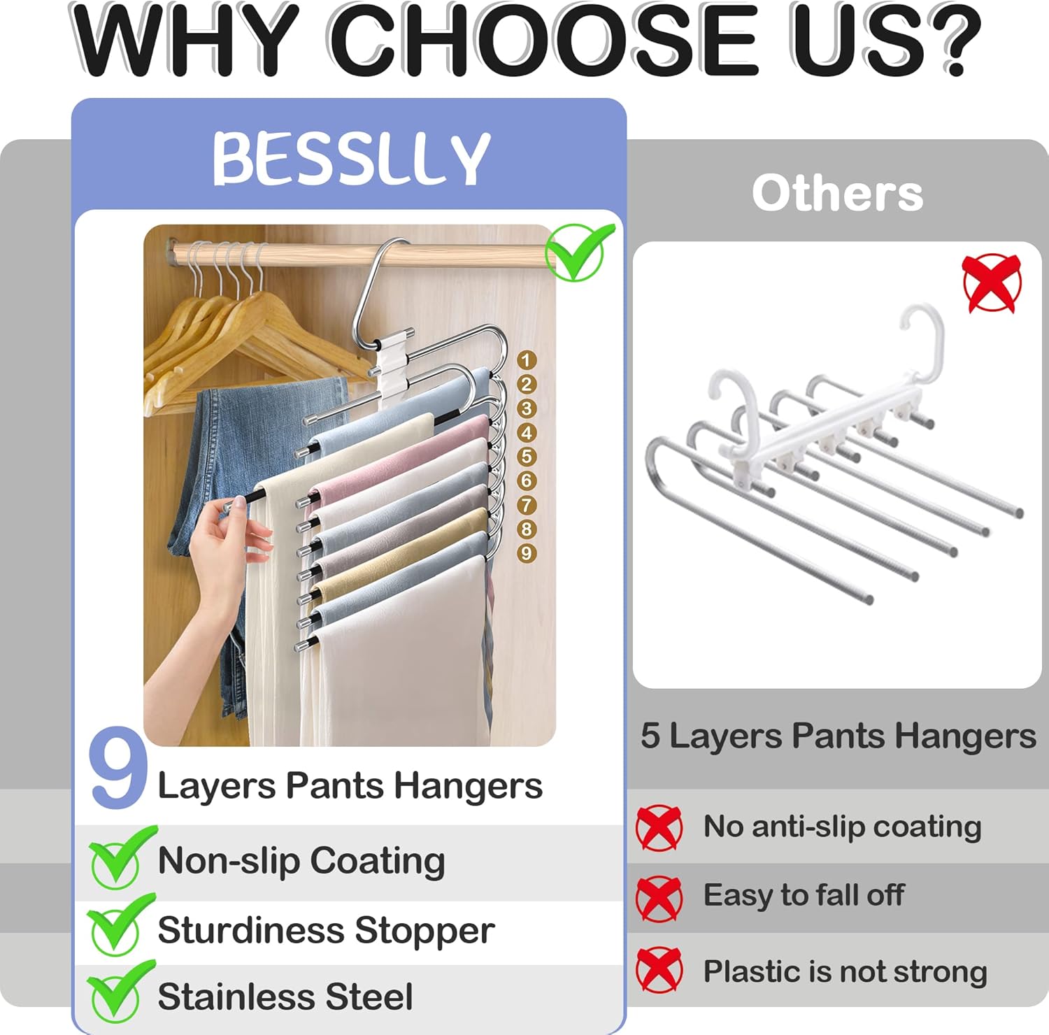 30 Pcs Travel Hangers Portable Foldable Travel Hanger Organizer and 2 Pack 9 Layers Pants Hangers Space Saving Cruise Essentials - Image 3