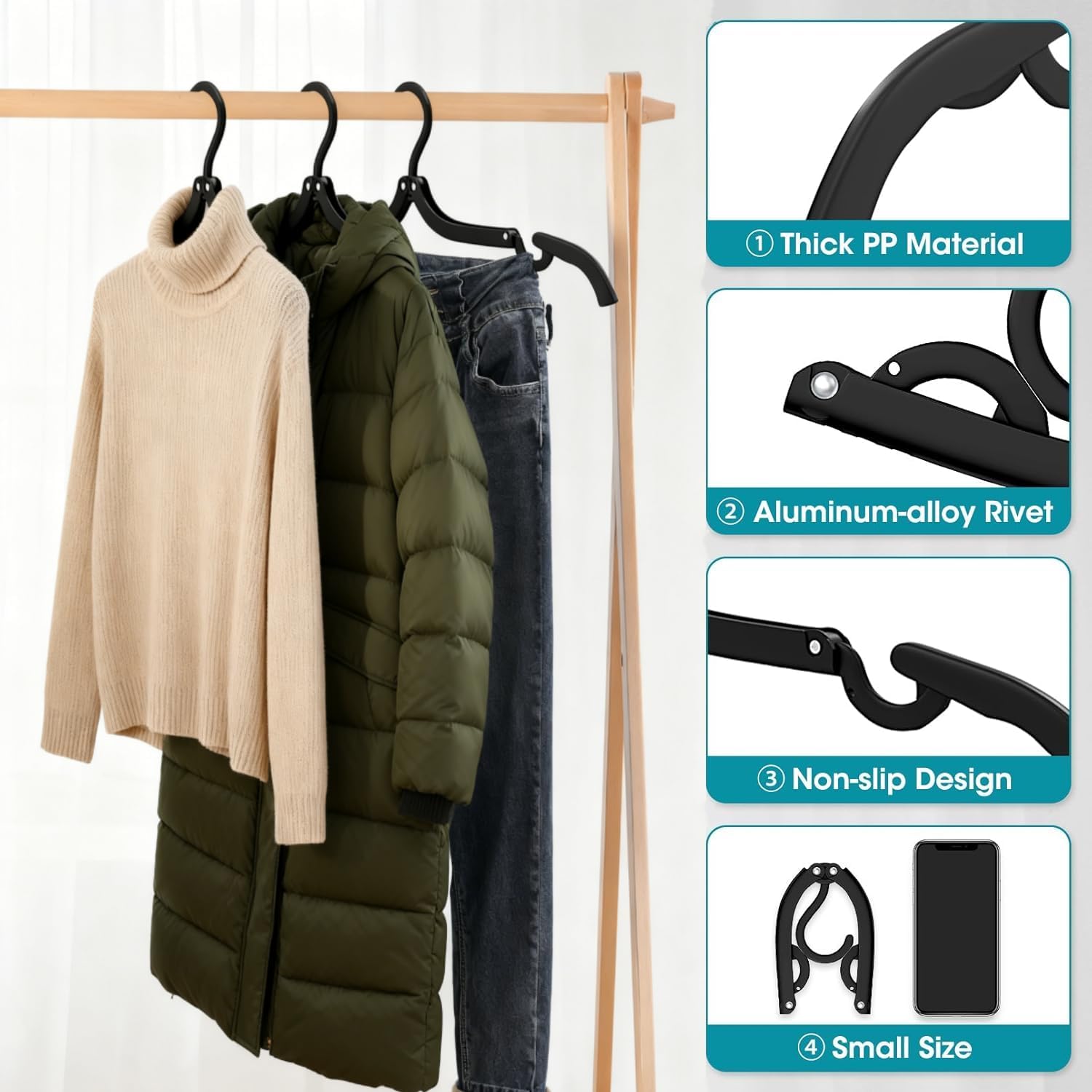 30 Pcs Travel Hangers Portable Foldable Travel Hanger Organizer and 2 Pack 9 Layers Pants Hangers Space Saving Cruise Essentials - Image 4