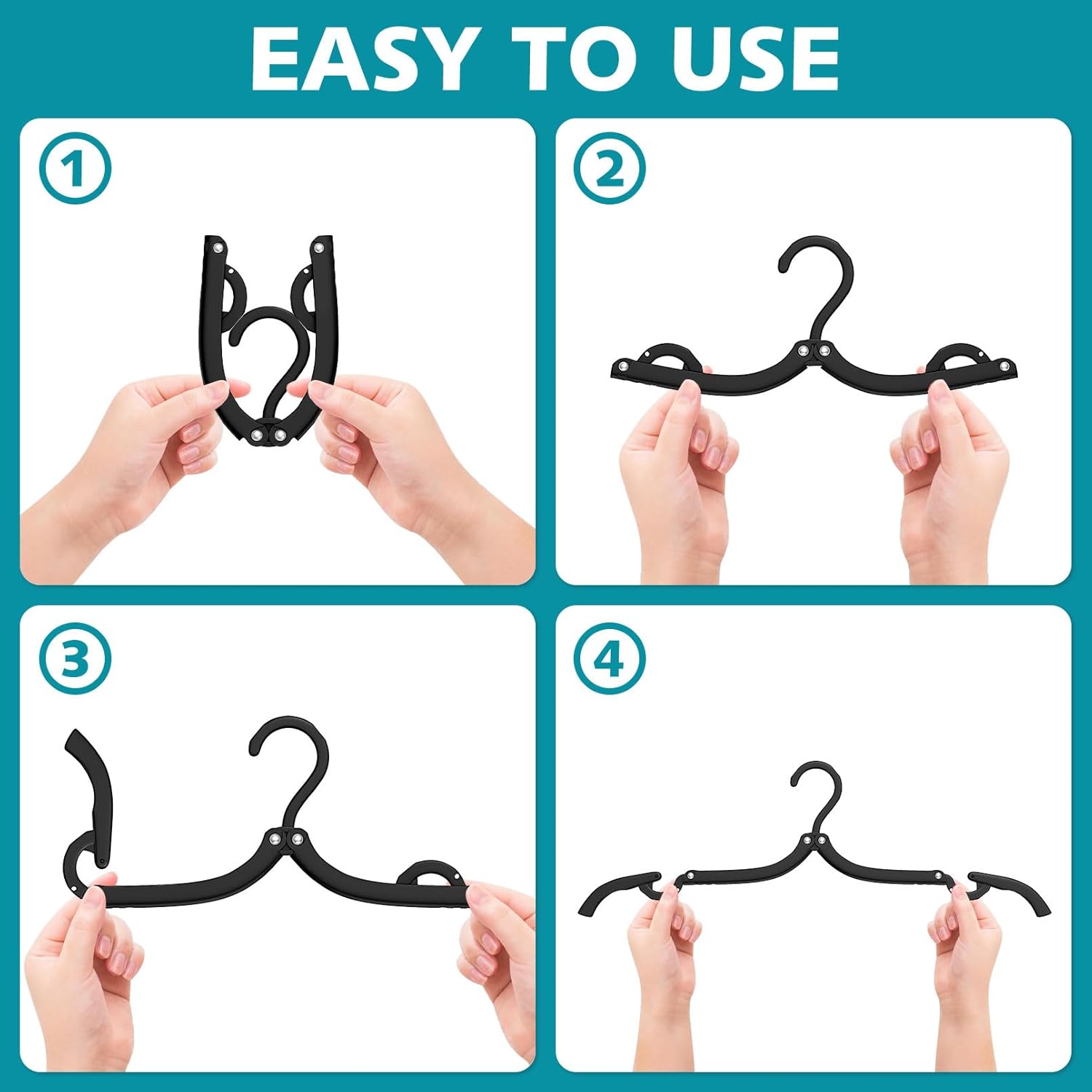 15Pcs Black and 36Pcs Multi Travel Hangers Portable Foldable,Plastic Cruise Ship Essentials Travel Accessories Folding Clothes Hangers Clothes Drying Rack for Traveling Camping Flying RV Suitcase - Image 4
