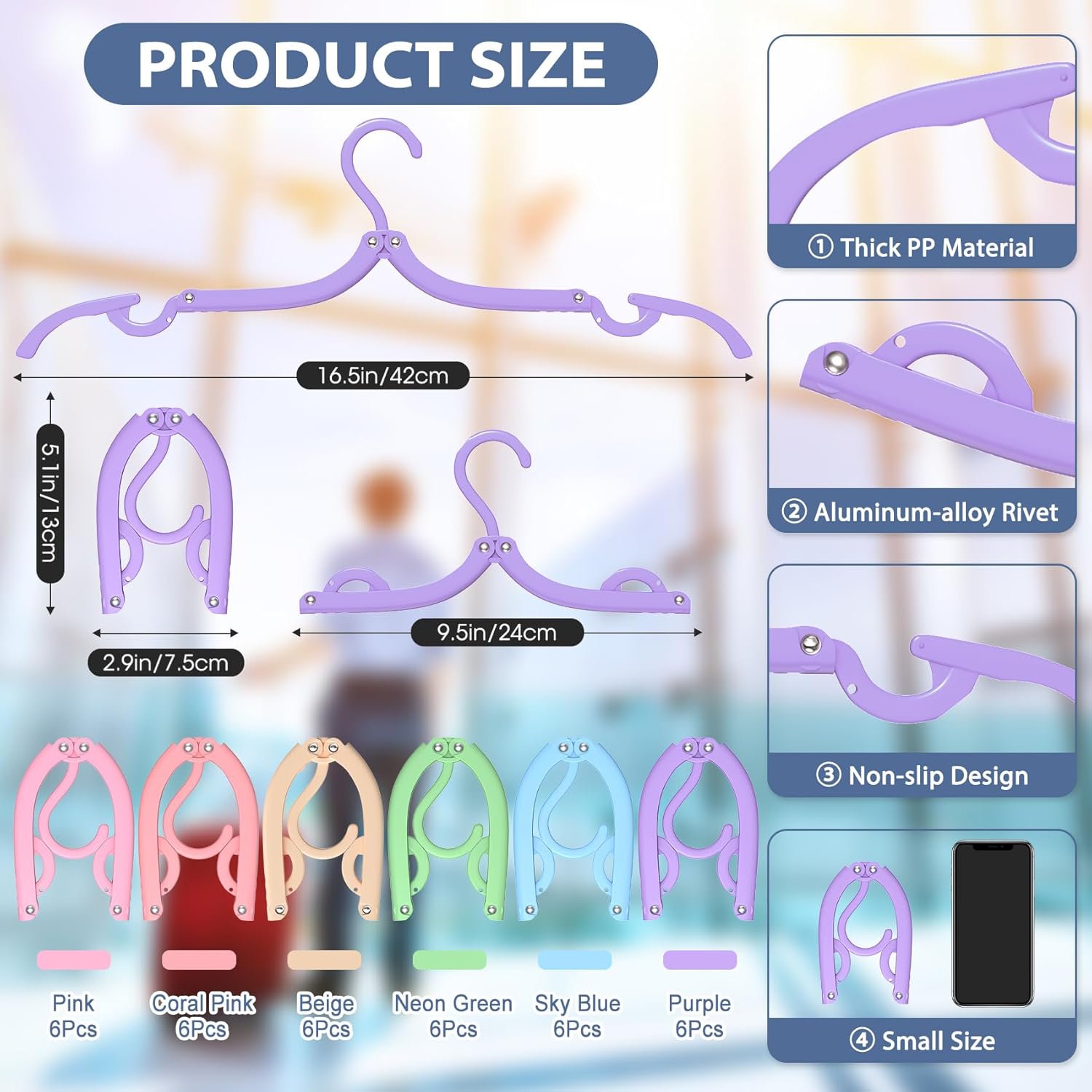 15Pcs Black and 36Pcs Multi Travel Hangers Portable Foldable,Plastic Cruise Ship Essentials Travel Accessories Folding Clothes Hangers Clothes Drying Rack for Traveling Camping Flying RV Suitcase - Image 5