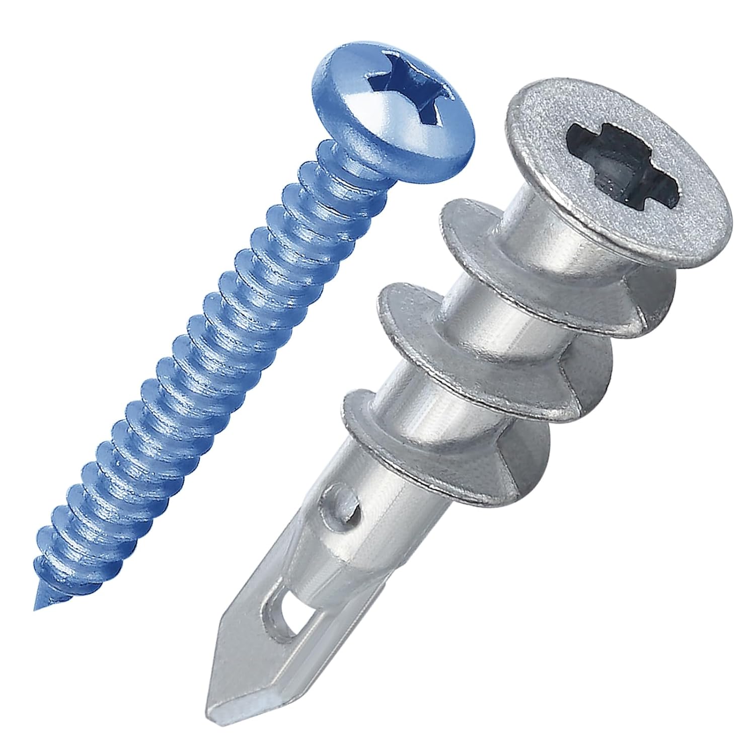 200pcs #8 Self Drilling Zinc Alloy Anchors, Metal Wall Anchors with Screws Wall Anchors,100PCS Wall Anchor and 100PCS Screws for Drywall, 75LB Hanging and Mounting - Image 1