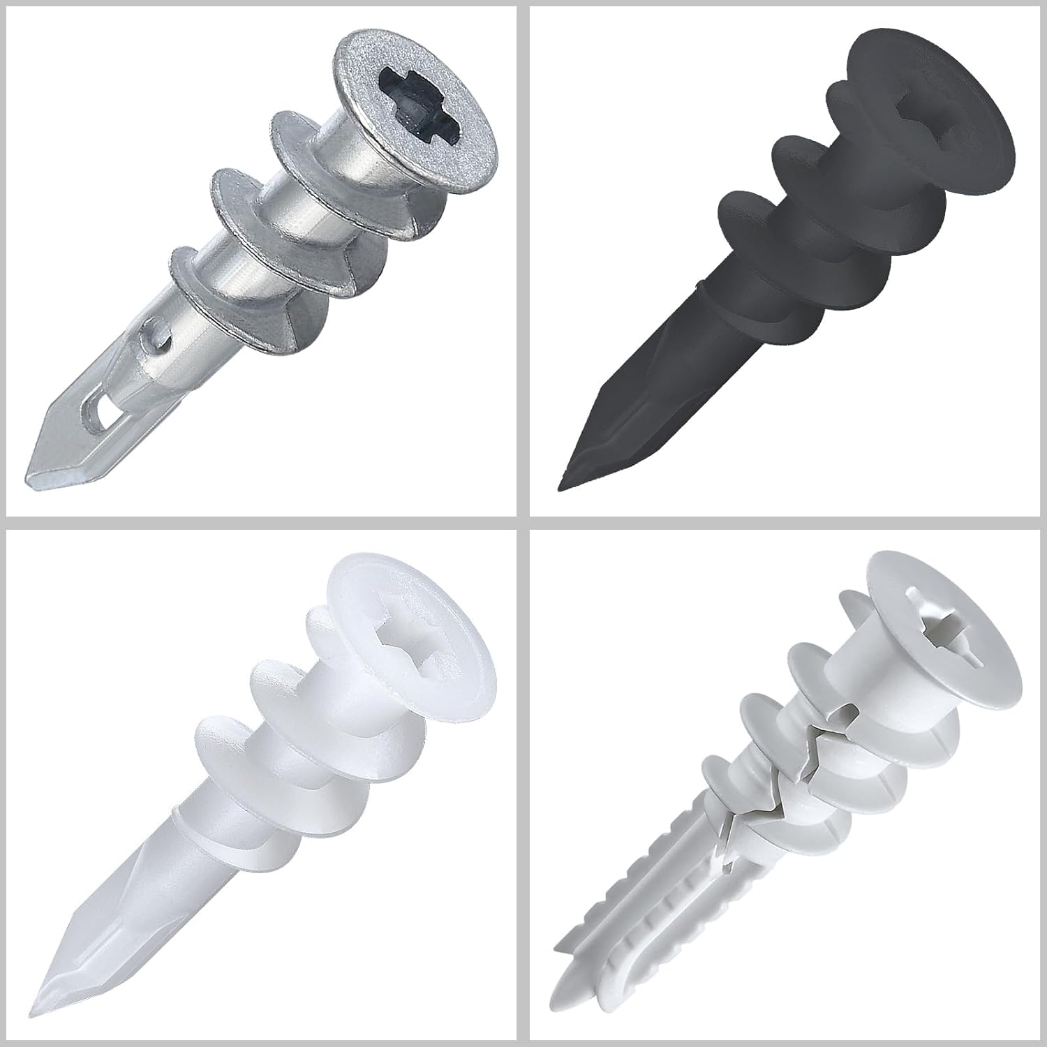 200pcs #8 Self Drilling Zinc Alloy Anchors, Metal Wall Anchors with Screws Wall Anchors,100PCS Wall Anchor and 100PCS Screws for Drywall, 75LB Hanging and Mounting - Image 3