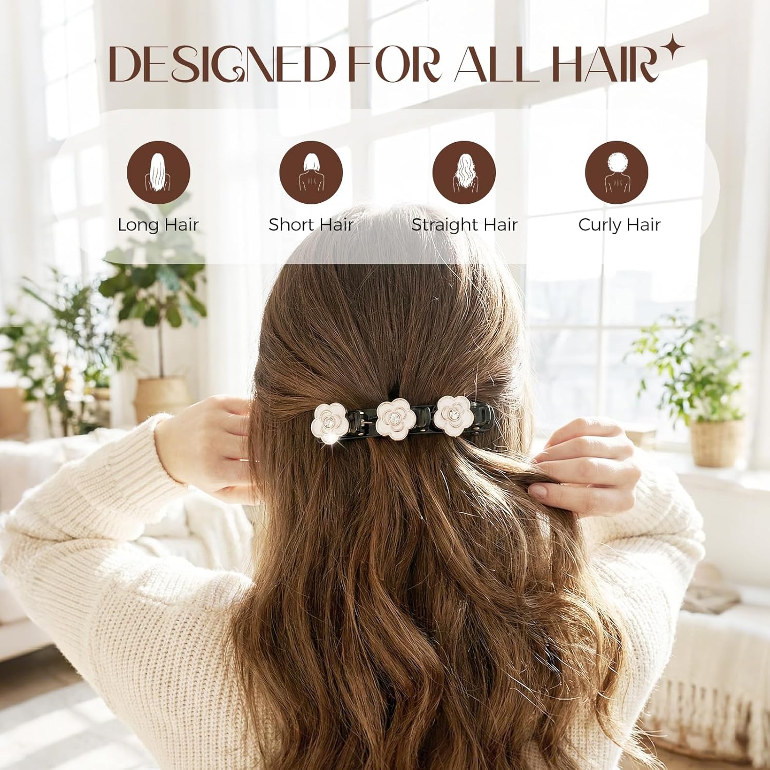 6 Pcs Sparkling Crystal Stone Braided Hair Clips, Duckbill Hair Clips for Women, Rhinestone Hair Accessories for Styling Sectioning (Style A) - Image 4