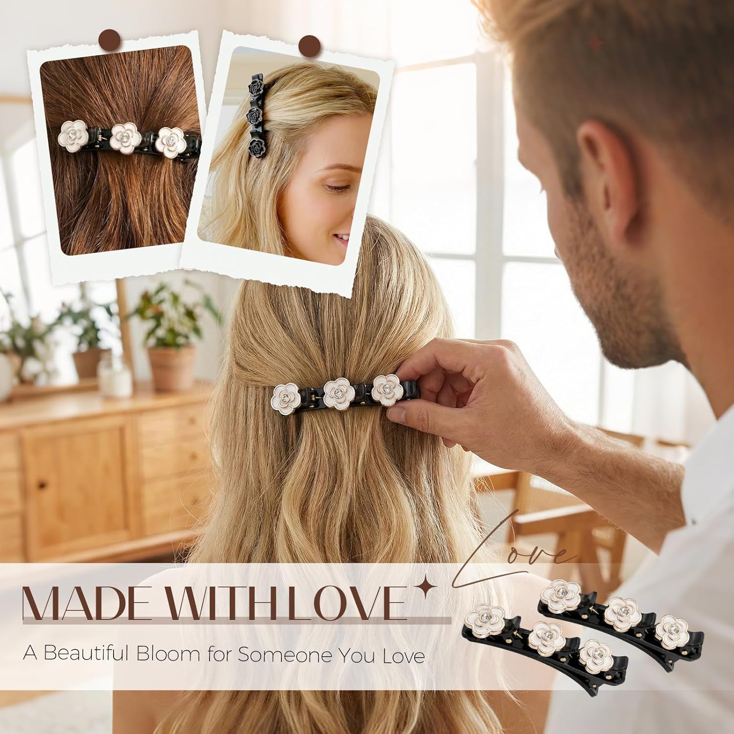6 Pcs Sparkling Crystal Stone Braided Hair Clips, Duckbill Hair Clips for Women, Rhinestone Hair Accessories for Styling Sectioning (Style A) - Image 5