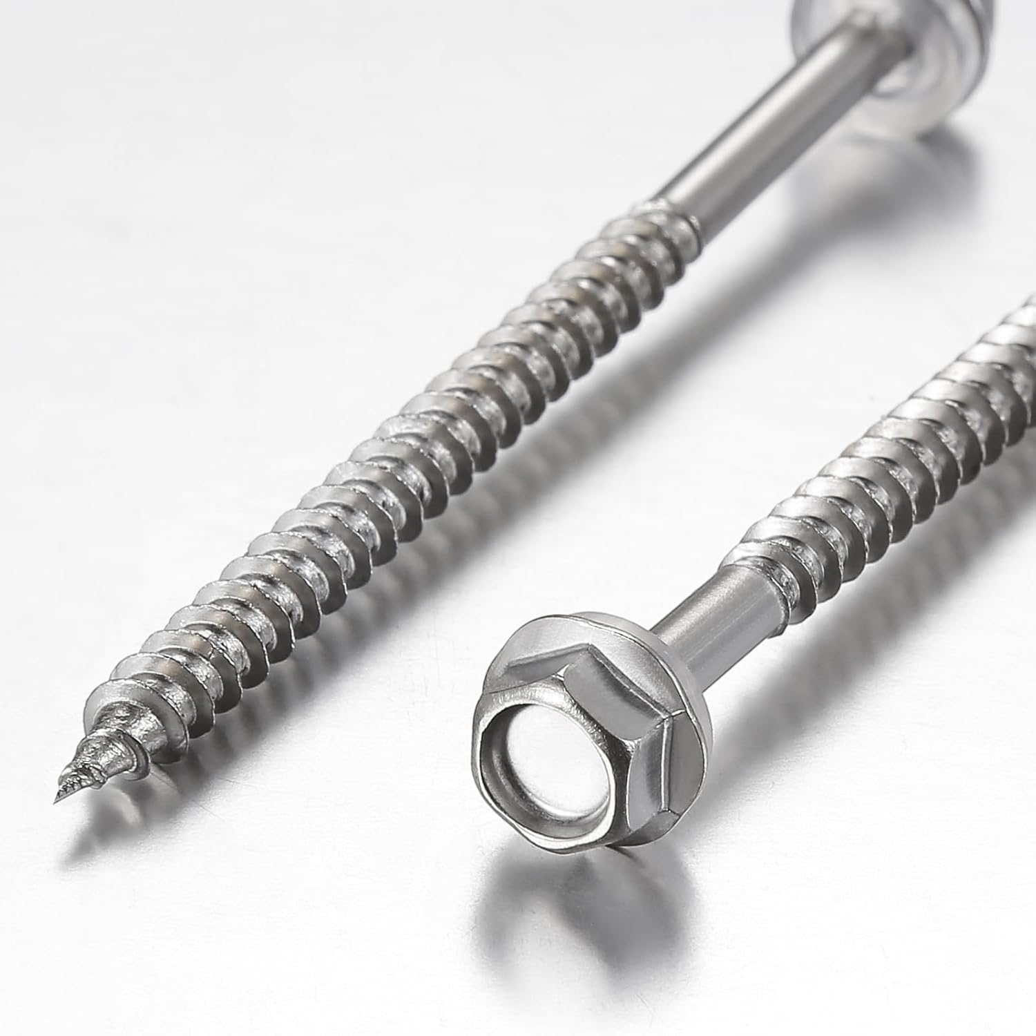 (200Pcs)#10x1-1/4 Self-Tapping Screws for Wood 410 Stainless Steel Hexagon Head Quick Tapping - Image 3