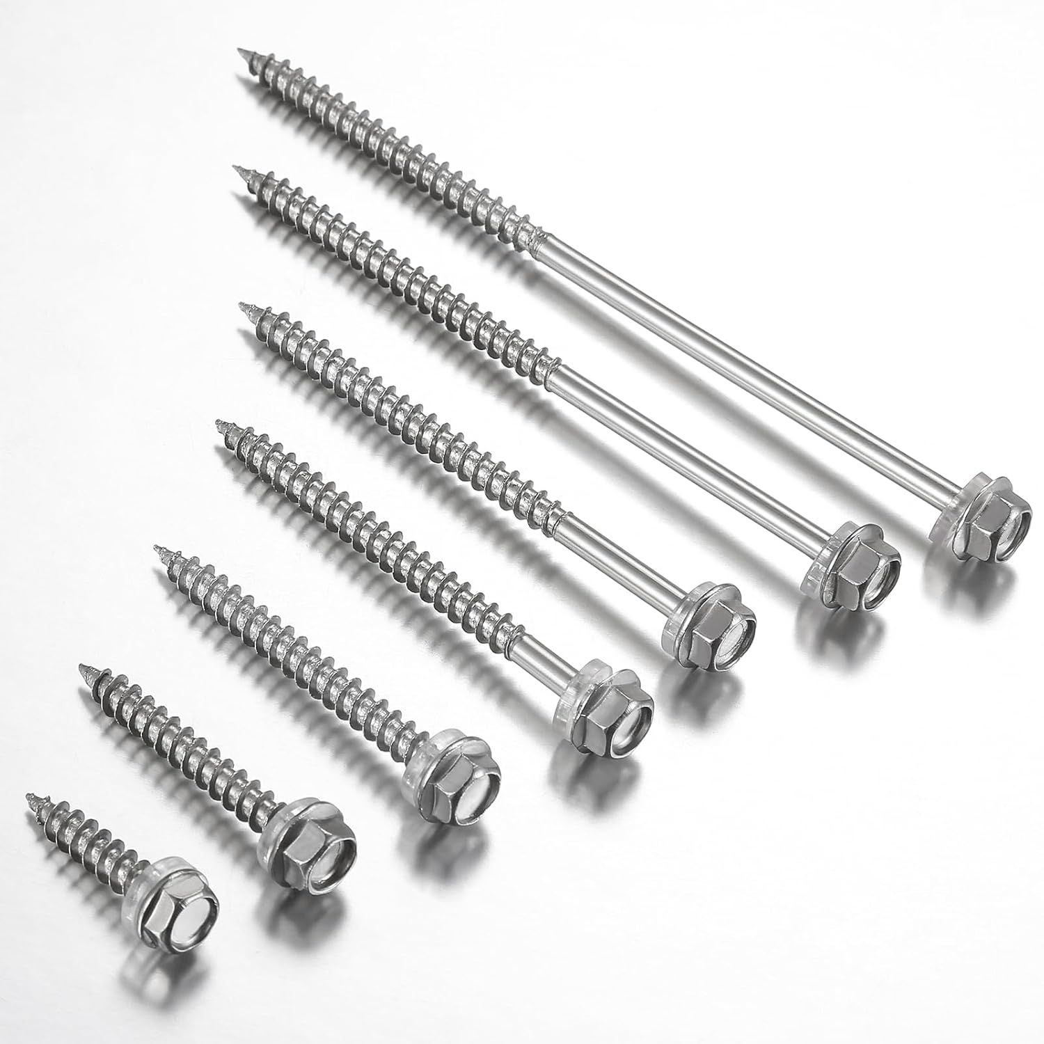 (200Pcs)#10x1-1/4 Self-Tapping Screws for Wood 410 Stainless Steel Hexagon Head Quick Tapping - Image 4