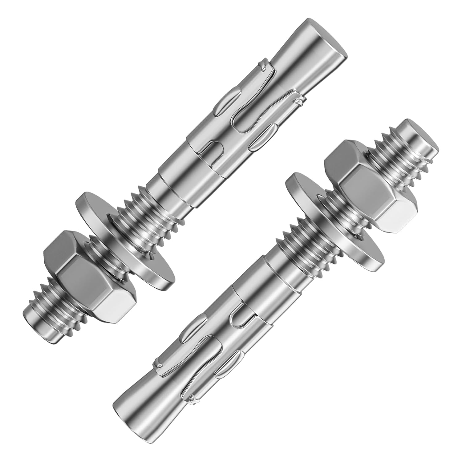 10Pcs 3/8x2-1/2 Inch Standard Fasteners for Heavy-Duty 304 Stainless Steel Wedge Anchors for Cement and Concrete - Image 1