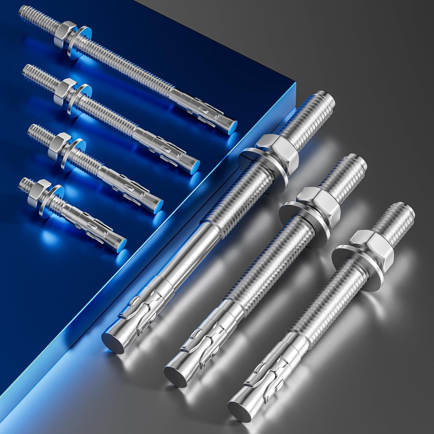 10Pcs 3/8x2-1/2 Inch Standard Fasteners for Heavy-Duty 304 Stainless Steel Wedge Anchors for Cement and Concrete - Image 5